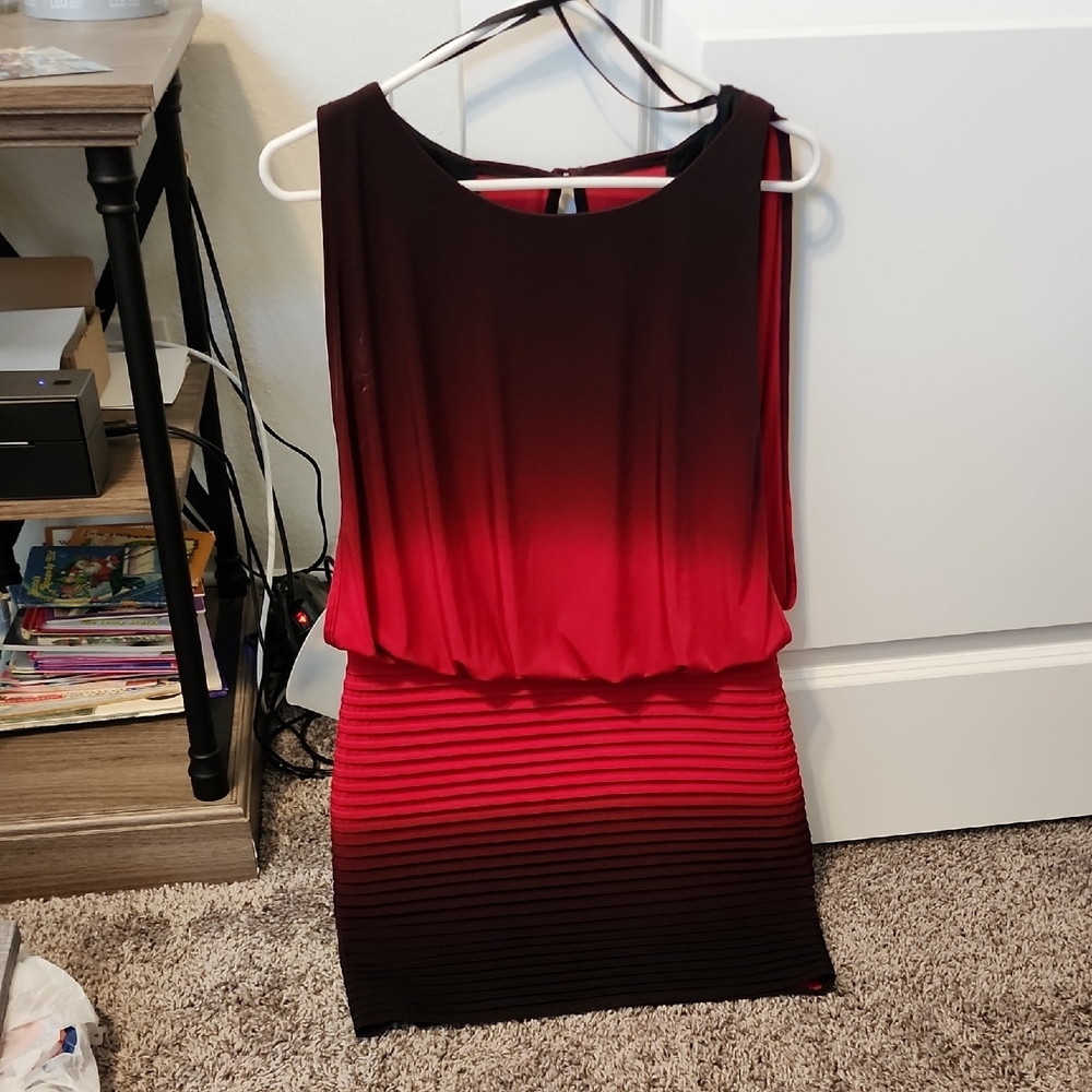 Elegant Red Ombre Dress     Bin1